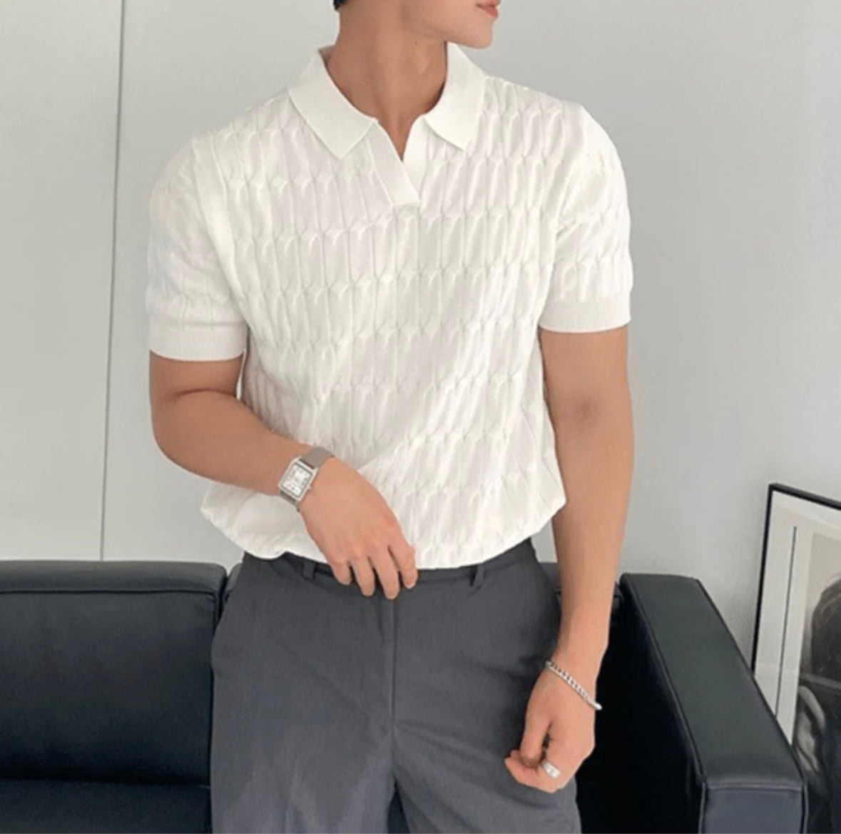 Bentara Textured V-Neck Polo